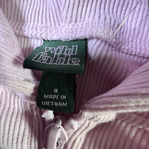 Wild Fable Pink Corduroy Cropped Zip Up Hoodie Sweatshirt Size S - Picture 2 of 3